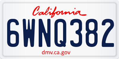 CA license plate 6WNQ382