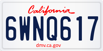 CA license plate 6WNQ617
