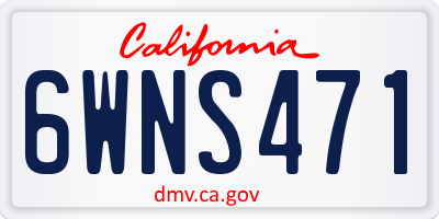 CA license plate 6WNS471