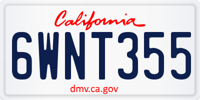 CA license plate 6WNT355