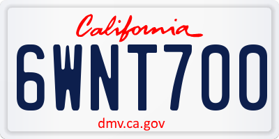 CA license plate 6WNT700