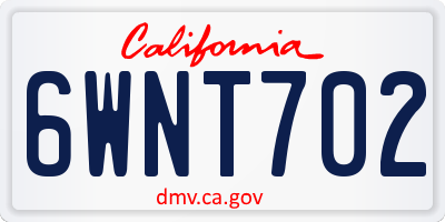 CA license plate 6WNT702