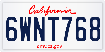 CA license plate 6WNT768