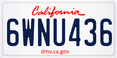 CA license plate 6WNU436