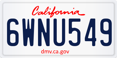CA license plate 6WNU549