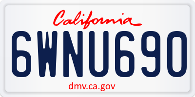 CA license plate 6WNU690