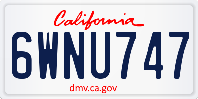 CA license plate 6WNU747
