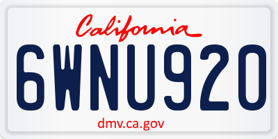 CA license plate 6WNU920