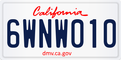 CA license plate 6WNW010