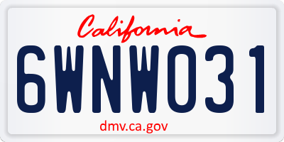 CA license plate 6WNW031