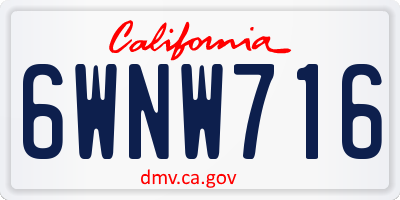 CA license plate 6WNW716