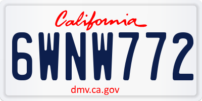 CA license plate 6WNW772
