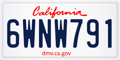 CA license plate 6WNW791