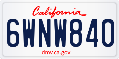 CA license plate 6WNW840