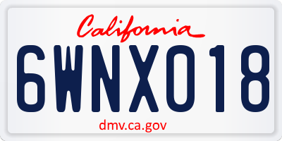 CA license plate 6WNX018