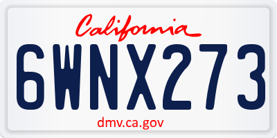 CA license plate 6WNX273