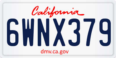 CA license plate 6WNX379