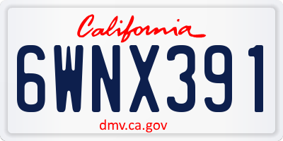 CA license plate 6WNX391