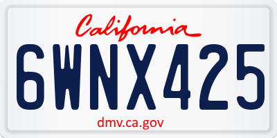 CA license plate 6WNX425
