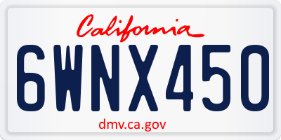 CA license plate 6WNX450