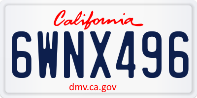 CA license plate 6WNX496