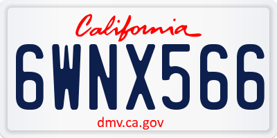 CA license plate 6WNX566