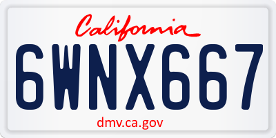CA license plate 6WNX667