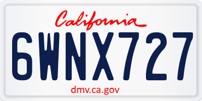 CA license plate 6WNX727