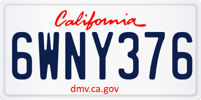CA license plate 6WNY376