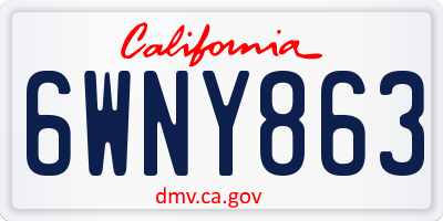 CA license plate 6WNY863