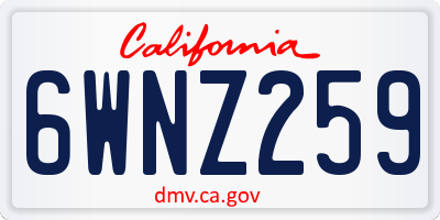 CA license plate 6WNZ259