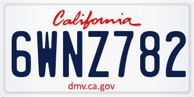 CA license plate 6WNZ782
