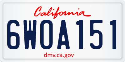 CA license plate 6WOA151