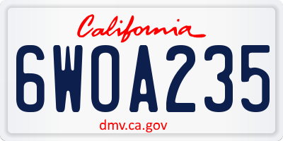 CA license plate 6WOA235