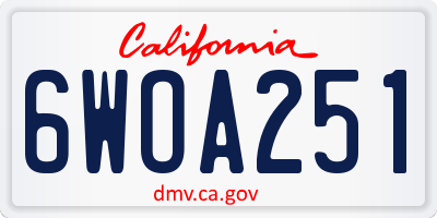 CA license plate 6WOA251