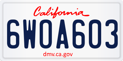 CA license plate 6WOA603