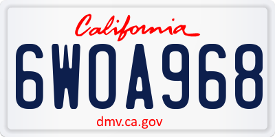 CA license plate 6WOA968