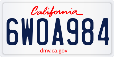 CA license plate 6WOA984