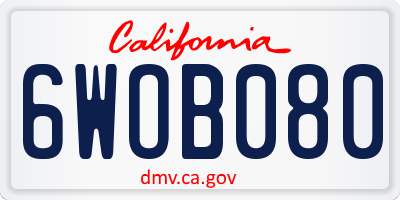 CA license plate 6WOB080