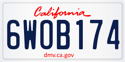 CA license plate 6WOB174
