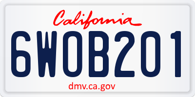 CA license plate 6WOB201