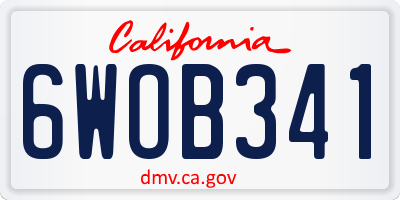 CA license plate 6WOB341