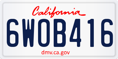 CA license plate 6WOB416