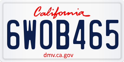 CA license plate 6WOB465