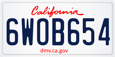 CA license plate 6WOB654