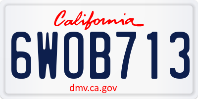CA license plate 6WOB713