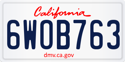 CA license plate 6WOB763