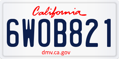 CA license plate 6WOB821