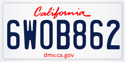 CA license plate 6WOB862