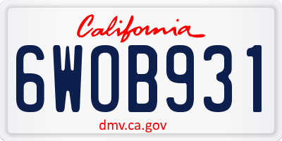 CA license plate 6WOB931